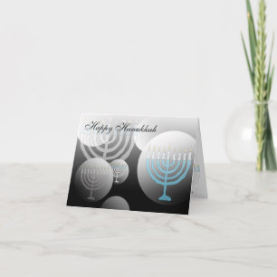 Happy Hanukkah Card Menorah Globe