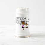 Happy Hanukkah Celebration - Beer Stein<br><div class="desc">This 3d sign  features "Happy Hanukkah" in the back. A little girl and boy playing with a Dreidel and a bowl of goodies. 2014 was added to the design. These mugs are available in an assortment of styles,  colours and sizes.</div>