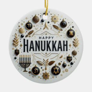Happy Hanukkah Ceramic Ornament