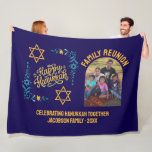 HAPPY HANUKKAH Chanukah Fleece Blanket<br><div class="desc">Stylish HAPPY HANUKKAH Chanukah Fleece Blanket, with CUSTOMIZABLE TEXT, especially designed with the Star of David, corner embroidery and descriptive typography. The Scripture verse at the bottom is CUSTOMIZABLE so you can add your personalized message, eg. your name, family name or organization's name. This Hanukkah Fleece Blanket would be a...</div>