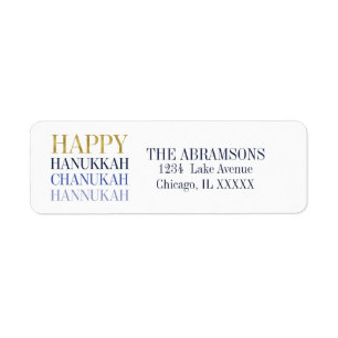 Happy Hanukkah Chanukah Holiday Address Labels