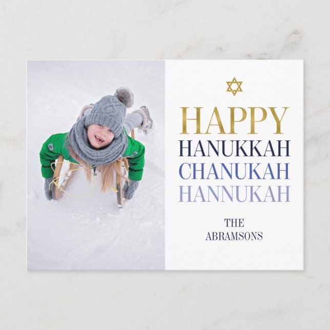 Happy Hanukkah Chanukah Holiday Photo Postcard (Front)
