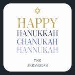 Happy Hanukkah Chanukah Holiday Sticker<br><div class="desc">Faux simulated gold foil design is incorporated in this design. Personalize the custom text above. You can find additional coordinating items in our "Happy Hanukkah Chanukah" collection.</div>