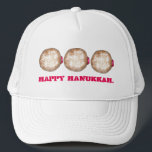 Happy Hanukkah Chanukah Jelly Donut Doughnut Trucker Hat<br><div class="desc">Features an original illustration of a jelly doughnut topped with powdered sugar. Perfect for Hanukkah!

This Chanukah illustration is also available on other products. Don't see what you're looking for? Need help with customization? Contact Rebecca to have something designed just for you.</div>