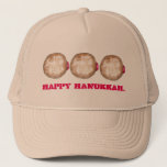 Happy Hanukkah Chanukah Jelly Doughnut Doughnut Trucker Hat<br><div class="desc">Features an original illustration of a jelly doughnut topped with powdered sugar. Perfect for Hanukkah!

This Chanukah illustration is also available on other products. Don't see what you're looking for? Need help with customization? Contact Rebecca to have something designed just for you.</div>
