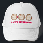 Happy Hanukkah Chanukah Jelly Doughnut Doughnut Trucker Hat<br><div class="desc">Features an original illustration of a jelly doughnut topped with powdered sugar. Perfect for Hanukkah!

This Chanukah illustration is also available on other products. Don't see what you're looking for? Need help with customization? Contact Rebecca to have something designed just for you.</div>