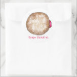 Happy Hanukkah Chanukah Jelly Doughnut Sufganiyah Classic Round Sticker<br><div class="desc">Features an original marker illustration of a delicious jelly doughnut topped with powdered sugar. Perfect for Hanukkah!

This Chanukah illustration is also available on other products. Don't see what you're looking for? Need help with customization? Contact Rebecca to have something designed just for you.</div>