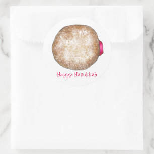 Happy Hanukkah Chanukah Jelly Doughnut Sufganiyah Classic Round Sticker