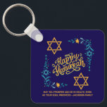 HAPPY HANUKKAH Chanukah Keychain<br><div class="desc">Stylish HAPPY HANUKKAH Chanukah Keyring, with CUSTOMIZABLE TEXT, especially designed with the Star of David, corner embroidery and descriptive typography. The Scripture verse at the bottom is CUSTOMIZABLE so you can add your personalized message, eg. your name, family name or organization's name. This Hanukkah Keyring would be a stylish favour...</div>