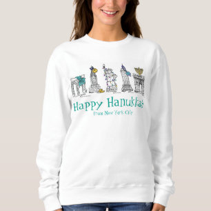 Happy Hanukkah Chanukah NYC New York Landmarks Sweatshirt