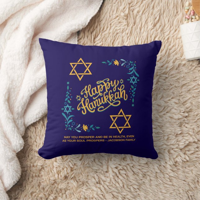 HAPPY HANUKKAH Chanukah Throw Pillow (Blanket)