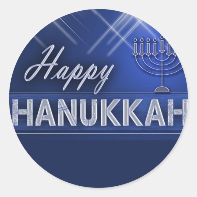 Happy Hanukkah Classic Round Sticker (Front)