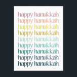 Happy Hanukkah Colourful Elegant Typography Budget Holiday Postcard<br><div class="desc">Celebrate the Festival of Lights with this beautifully designed Hanukkah postcard. Featuring the greeting "Happy Hanukkah" in a modern gradient of soft pastel tones, this card is perfect for sending warm holiday wishes to friends, family, or loved ones. With its minimalist style and gentle colours, this postcard captures the joy...</div>