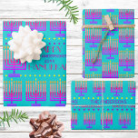 Happy Hanukkah Colourful Menorah Turquoise Pattern Wrapping Paper Sheet<br><div class="desc">Create your own personalized Happy Hanukkah gift wrap assortment in colourful turquoise blue with your name for unique wrapping paper for your Festival Of Lights celebration. Perfect for kids of all ages, and adults too, each of these three sheets of Chanukah gift wrap features a different design of a colourful...</div>