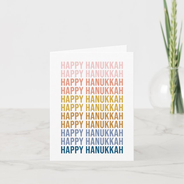 Happy Hanukkah Colourful Word Art Design Holiday Card (Front)