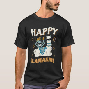 Happy Hanukkah Cool Llamakah Jewish Jew Llama  Squ T-Shirt