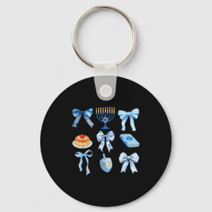 Happy Hanukkah Coquette Bow Chanukah Jewish Women  Keychain