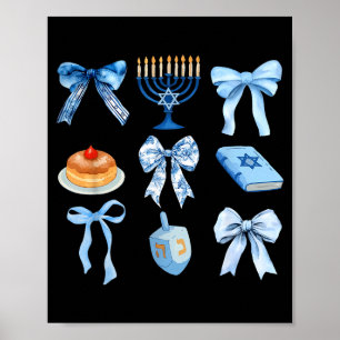 Happy Hanukkah Coquette Bow Chanukah Jewish Women Poster