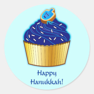 Happy Hanukkah: Cupcake with Cookie Classic Round Sticker