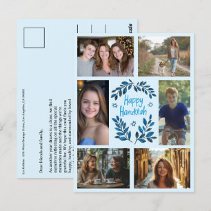 HAPPY HANUKKAH CUSTOM 6 PHOTO Holiday Postcard