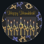Happy Hanukkah! Custom Large Sticker Template<br><div class="desc">Happy Hanukkah! Personalize this custom beautiful sticker available in two sizes. Add graphic impact to your greeting card, Hanukkah card or for a holiday party invitation. Add your own personalized messages. Complete a coordinated elegant set: In our store zazzle.com/celebrationsevents* see matching Invitations, Announcements, Greeting Cards, PostCards, Postage Stamps, Apparel, Gifts...</div>