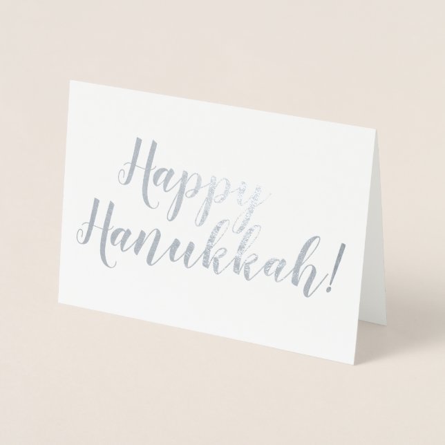 Happy Hanukkah custom modern script typography Foil Card (Front)