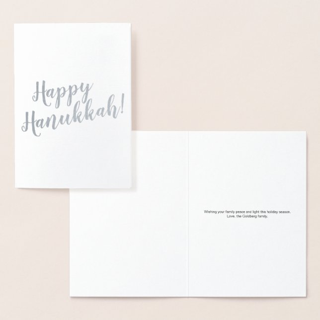 Happy Hanukkah custom modern script typography  Foil Card (Display)