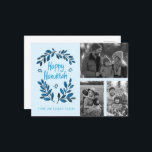 Happy Hanukkah CUSTOM PHOTOS Holiday Card<br><div class="desc">Hope you like this holiday design. Add your own photos and text to the front by clicking "Personalize this template". Be sure to arrange your photos under the "group" which creates the white border. Everything is adjustable. Add text to the back too and change the background colours. Check my shop...</div>