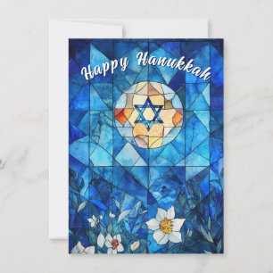 🕎 Happy Hanukkah, customizable stained glass Holiday Card
