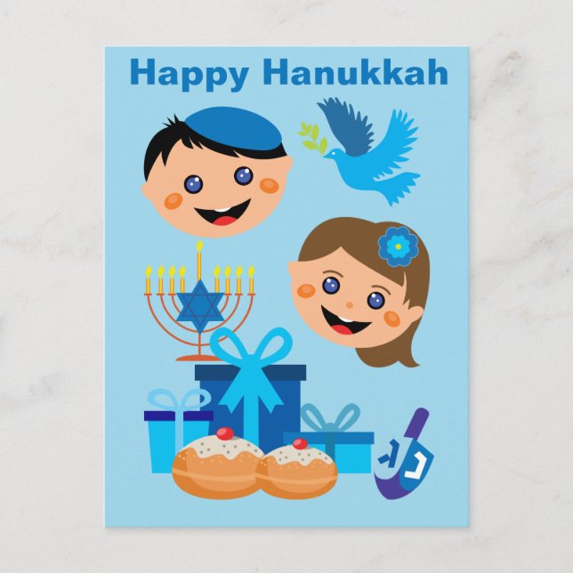 🕎 Happy Hanukkah customizable texts Postcard (Front)