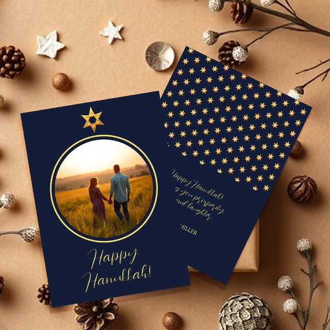 Happy Hanukkah Cute Photo Holiday Card (Creator Uploaded)