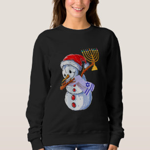Happy Hanukkah Dabbing Snowman Santa Christmas Sweatshirt