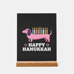 Happy Hanukkah Dachshund Dog Acrylic Sign
