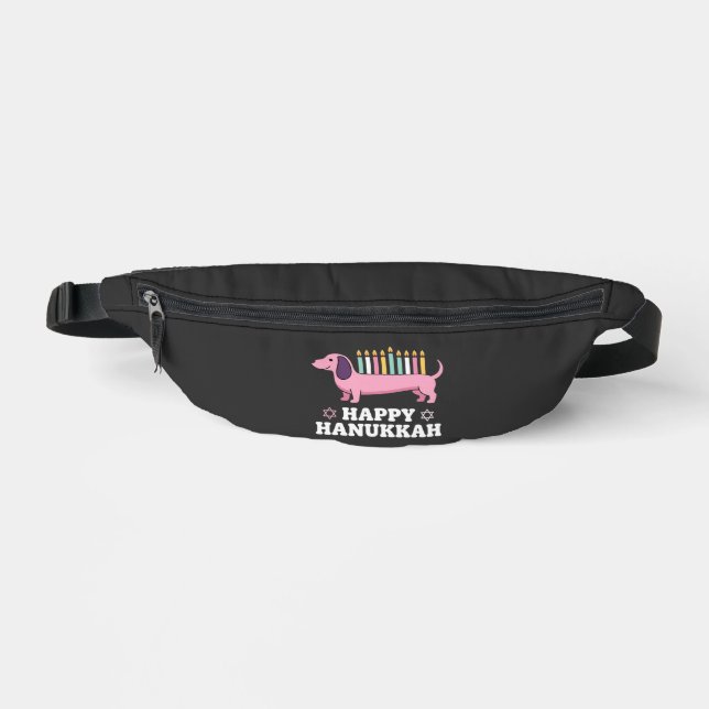 Happy Hanukkah Dachshund Dog Fanny Pack (Front)