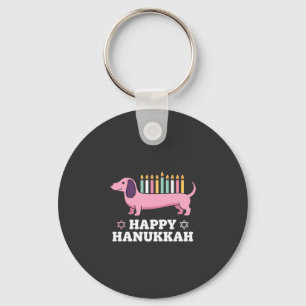 Happy Hanukkah Dachshund Dog Keychain
