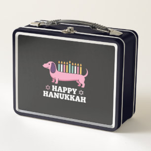 Happy Hanukkah Dachshund Dog Metal Lunch Box