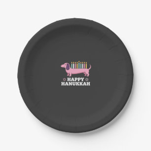 Happy Hanukkah Dachshund Dog Paper Plate