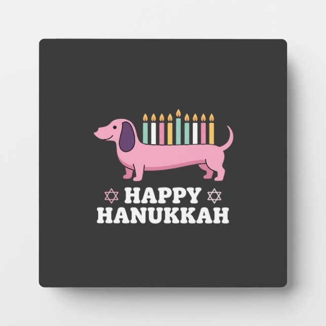 Happy Hanukkah Dachshund Dog Plaque (Front)