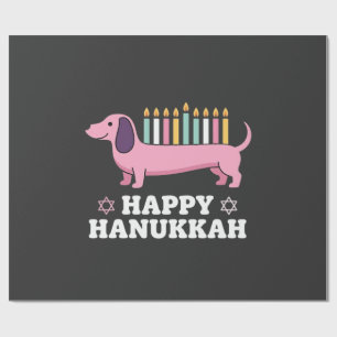 Happy Hanukkah Dachshund Dog Wrapping Paper