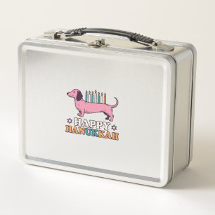 Happy Hanukkah Dachshund Menorah Dog Shirt Design_ Metal Lunch Box