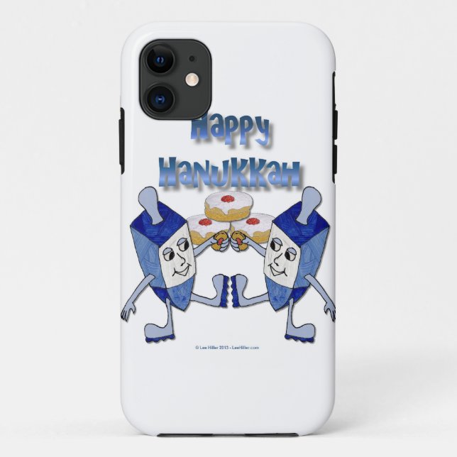 Happy Hanukkah Dancing Dreidels Jelly Doughnut Case-Mate iPhone Case (Back)