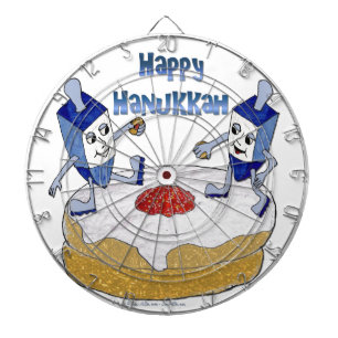 Happy Hanukkah Dancing Dreidels Jelly Doughnut Dartboard