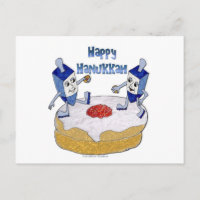 Happy Hanukkah Dancing Dreidels Jelly Doughnut