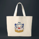 Happy Hanukkah Dancing Dreidels Jelly Doughnut Large Tote Bag<br><div class="desc">You are viewing The Lee Hiller Design Collection. Apparel,  Gifts & Collectibles Lee Hiller Photography or Digital Art Collection. You can view her Nature photography at http://HikeOurPlanet.com/ and follow her hiking blog within Hot Springs National Park.</div>