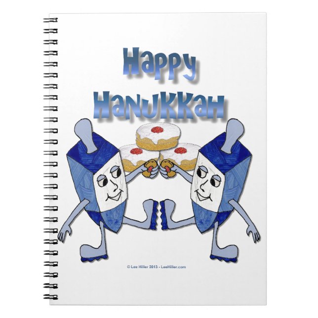 Happy Hanukkah Dancing Dreidels Jelly Doughnut Notebook (Front)