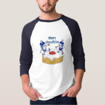 Happy Hanukkah Dancing Dreidels Jelly Doughnut T-Shirt<br><div class="desc">You are viewing The Lee Hiller Design Collection. Apparel,  Gifts & Collectibles Lee Hiller Photography or Digital Art Collection. You can view her Nature photography at http://HikeOurPlanet.com/ and follow her hiking blog within Hot Springs National Park.</div>