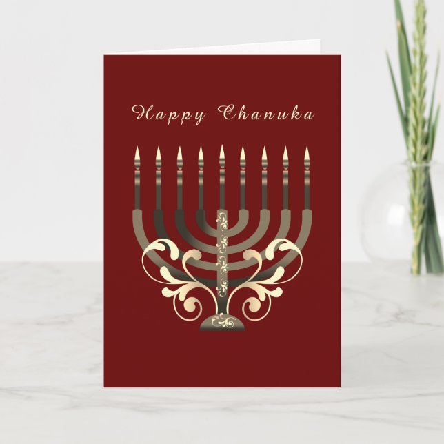 Happy Hanukkah decorative menorah Star  of David Card (Front)