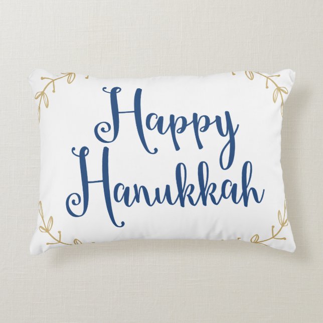 Happy Hanukkah Decorative Pillow (Front)