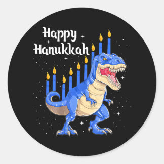 Happy Hanukkah Dinosaur Chanukkah Christmas Classic Round Sticker