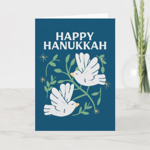 Happy Hanukkah Doves of Peace Holiday Card